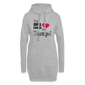 This Girl Loves Her Trumpet - Hoodie-Kleid - Grau meliert - Vorne