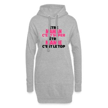 être maman c'est super être mamie c'est le top - Sweat-shirt à capuche long Femme - gris chiné - Devant
