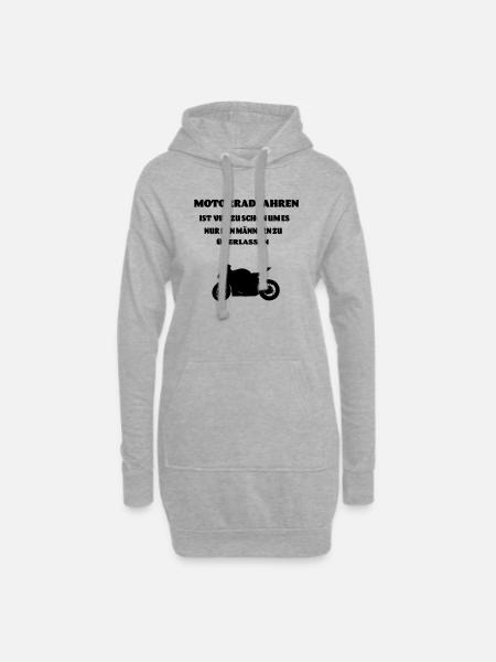 Motorrad fahren ist - Hoodie-Kleid - Grau meliert