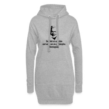 Hemingway: Die Welt ist so schön und wert, um sie - Hoodie-Kleid - Grau meliert - Vorne