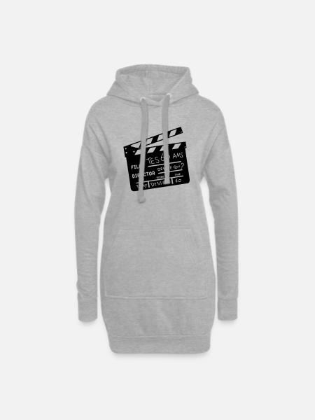 60 Jahre Kino klatschen - Hoodie-Kleid - Grau meliert
