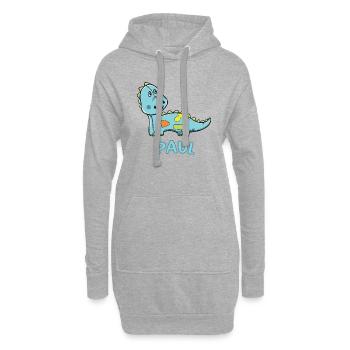 Dinosaurier lustig Kind Paul Geschenk Geburtstag - Hoodie-Kleid - Grau meliert - Vorne