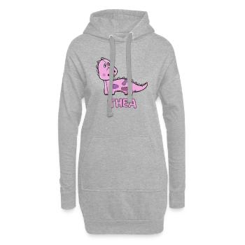 Dinosaurier lustig Kind Thea Geschenk Geburtstag K - Hoodie-Kleid - Grau meliert - Vorne