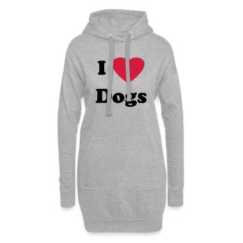 I love dogs - Hoodie-Kleid - Grau meliert - Vorne