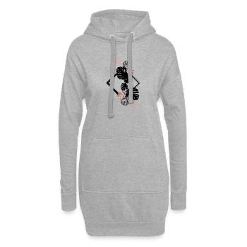 Fleurs roses roses - Sweat-shirt à capuche long Femme - gris chiné - Devant