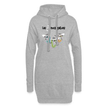 Les 3 mousquetons - Sweat-shirt à capuche long Femme - gris chiné - Devant