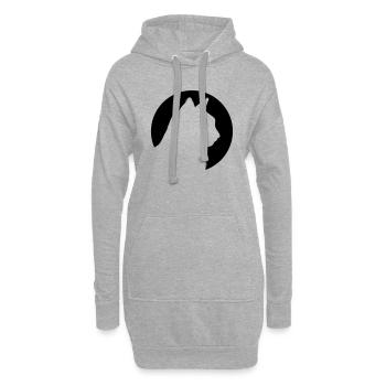 Cat Head In Moonlight - Hoodie-Kleid - Grau meliert - Vorne