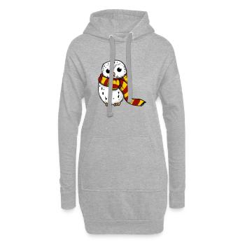 Schneeeule - Rot-Gelb - Hoodie-Kleid - Grau meliert - Vorne