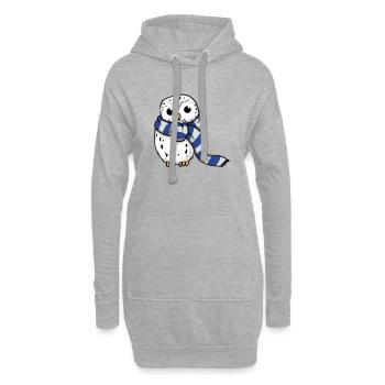 Schneeeule Blau-Weiß - Hoodie-Kleid - Grau meliert - Vorne