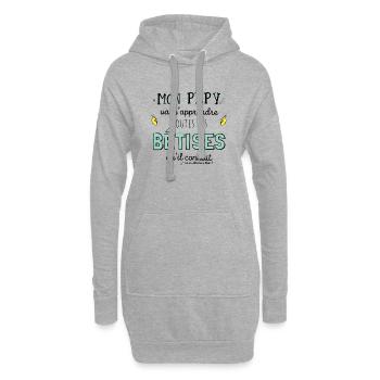 Bêtise papy - Sweat-shirt à capuche long Femme - gris chiné - Devant