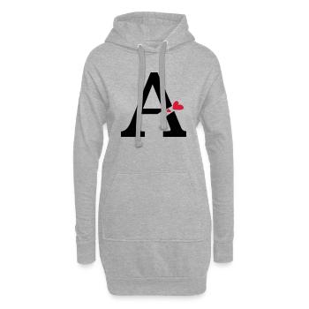 Capital lettre A avec des coeurs - Sweat-shirt à capuche long Femme - gris chiné - Devant