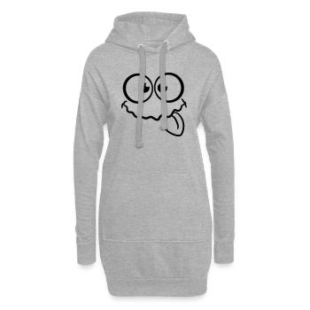 Süßes freches grinsendes Gesicht - Hoodie-Kleid - Grau meliert - Vorne