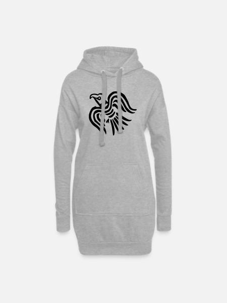 Rabe im Flug - wikingerzeitliche Darstellung - Hoodie-Kleid - Grau meliert