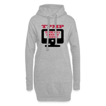 Touche pas à mon poste - Sweat-shirt à capuche long Femme - gris chiné - Devant