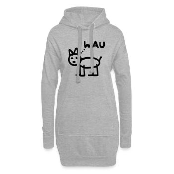 Strichzeichnung Hund Wau - Hoodie-Kleid - Grau meliert - Vorne