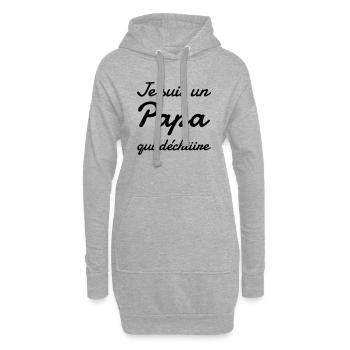 Papa Fête des Pères Naissance Bébé Anniversaire - Sweat-shirt à capuche long Femme - gris chiné - Devant
