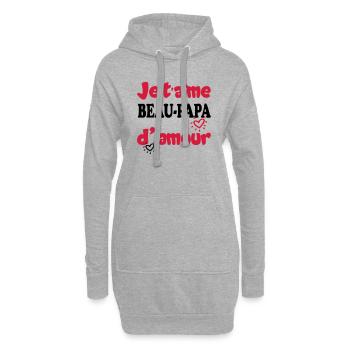Je t'aime beau-papa d'amour - Sweat-shirt à capuche long Femme - gris chiné - Devant