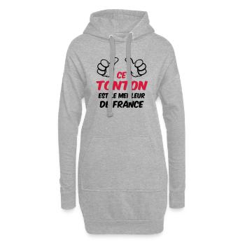Tonton / Tata / Parrain / Marraine / Tante / Oncle - Sweat-shirt à capuche long Femme - gris chiné - Devant