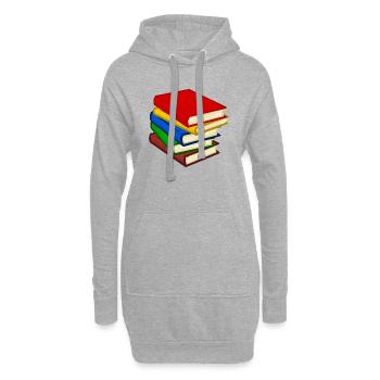 books coloured - Sweat-shirt à capuche long Femme - gris chiné - Devant