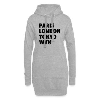 WYK - Paris London Tokyo, Föhr Nordsee Insel - Hoodie-Kleid - Grau meliert - Vorne