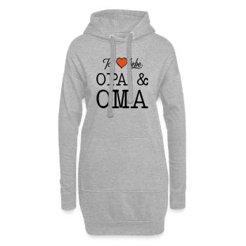 Ich liebe Opa und Oma Herz - Hoodie-Kleid - Grau meliert - Vorne