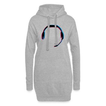 Casque à effet 3D - Sweat-shirt à capuche long Femme - gris chiné - Devant