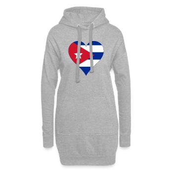 Kuba Flagge Herz - Hoodie-Kleid - Grau meliert - Vorne