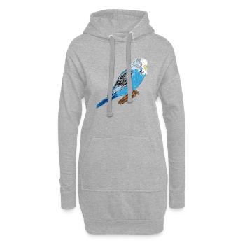 Perruche bleue / Blue Budgie I - Sweat-shirt à capuche long Femme - gris chiné - Devant