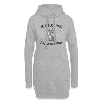 Je Peux Pas J'ai Mon Lapin - Sweat-shirt à capuche long Femme - gris chiné - Devant