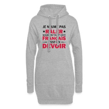 je n'aime pas râler / Humour Râleur - Sweat-shirt à capuche long Femme - gris chiné - Devant