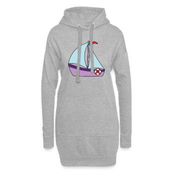 Segelboot - Hoodie-Kleid - Grau meliert - Vorne