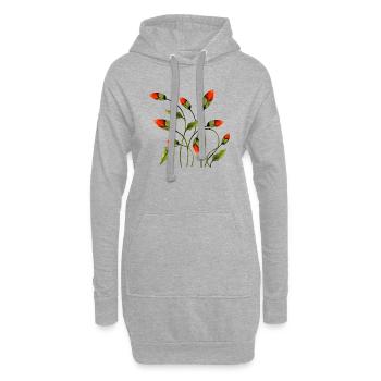 Blumen - Hoodie-Kleid - Grau meliert - Vorne