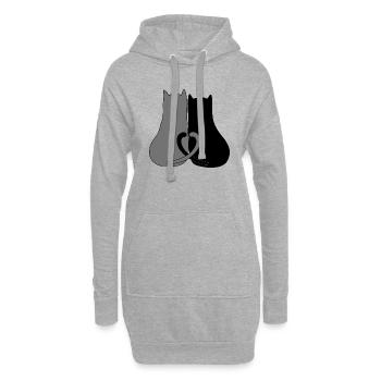 2 Herzkatze - Hoodie-Kleid - Grau meliert - Vorne