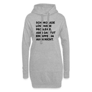 Schokolade gegen Apfel - Hoodie-Kleid - Grau meliert - Vorne