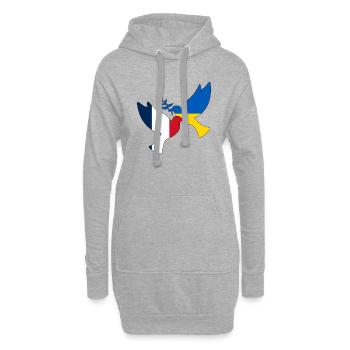 Ukraine Frankreich Friedenstaube Unterstützung - Hoodie-Kleid - Grau meliert - Vorne
