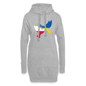 ukraine polen unterstützung - friedenstaube - Hoodie-Kleid - Grau meliert - Vorne