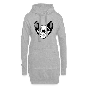 Crâne de chat - Sweat-shirt à capuche long Femme - gris chiné - Devant
