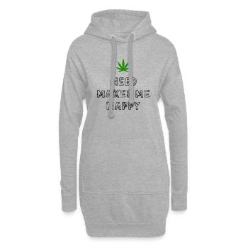 l’herbe me rend heureux cannabis marijuana - Sweat-shirt à capuche long Femme - gris chiné - Devant