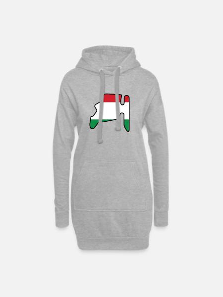 Piste de course de Hongrie avec drapeau - Sweat-shirt à capuche long Femme - gris chiné