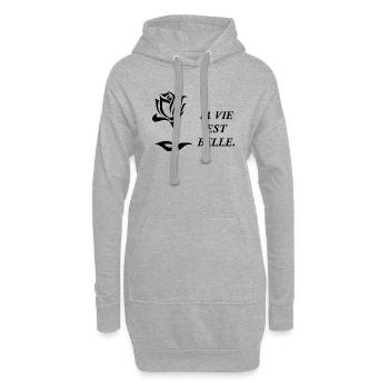 T-shirt la vie est belle - Sweat-shirt à capuche long Femme - gris chiné - Devant