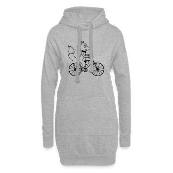 Fuchs Fährt Fahrrad Geschenkidee Vektor - Hoodie-Kleid - Grau meliert - Vorne