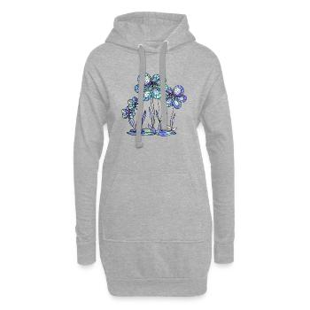Fleur - Sweat-shirt à capuche long Femme - gris chiné - Devant