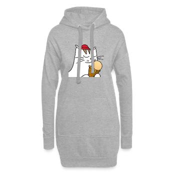 Chat avec crème glacée - Sweat-shirt à capuche long Femme - gris chiné - Devant