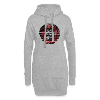 Zuckerschädel und Feuer - Hoodie-Kleid - Grau meliert - Vorne