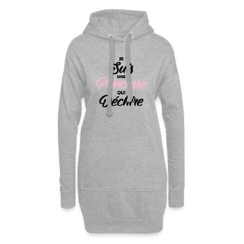 je suis un princesse qui déchire / humour fille - Sweat-shirt à capuche long Femme - gris chiné - Devant