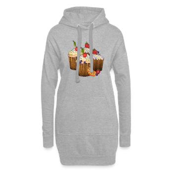 Gâteaux - Sweat-shirt à capuche long Femme - gris chiné - Devant