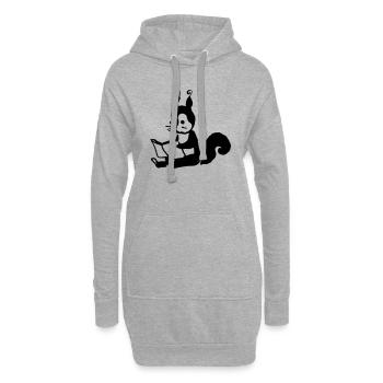 Écureuil lit le livre Illustration Cadeau - Sweat-shirt à capuche long Femme - gris chiné - Devant