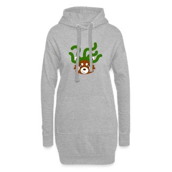 Panda roux déguisé en gorgone pour Halloween - Sweat-shirt à capuche long Femme - gris chiné - Devant