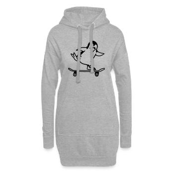 Pinguin fährt Skateboard - Hoodie-Kleid - Grau meliert - Vorne