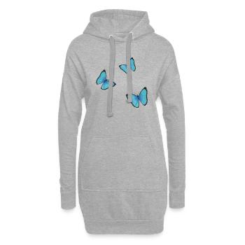 blaue Schmetterlinge - Hoodie-Kleid - Grau meliert - Vorne